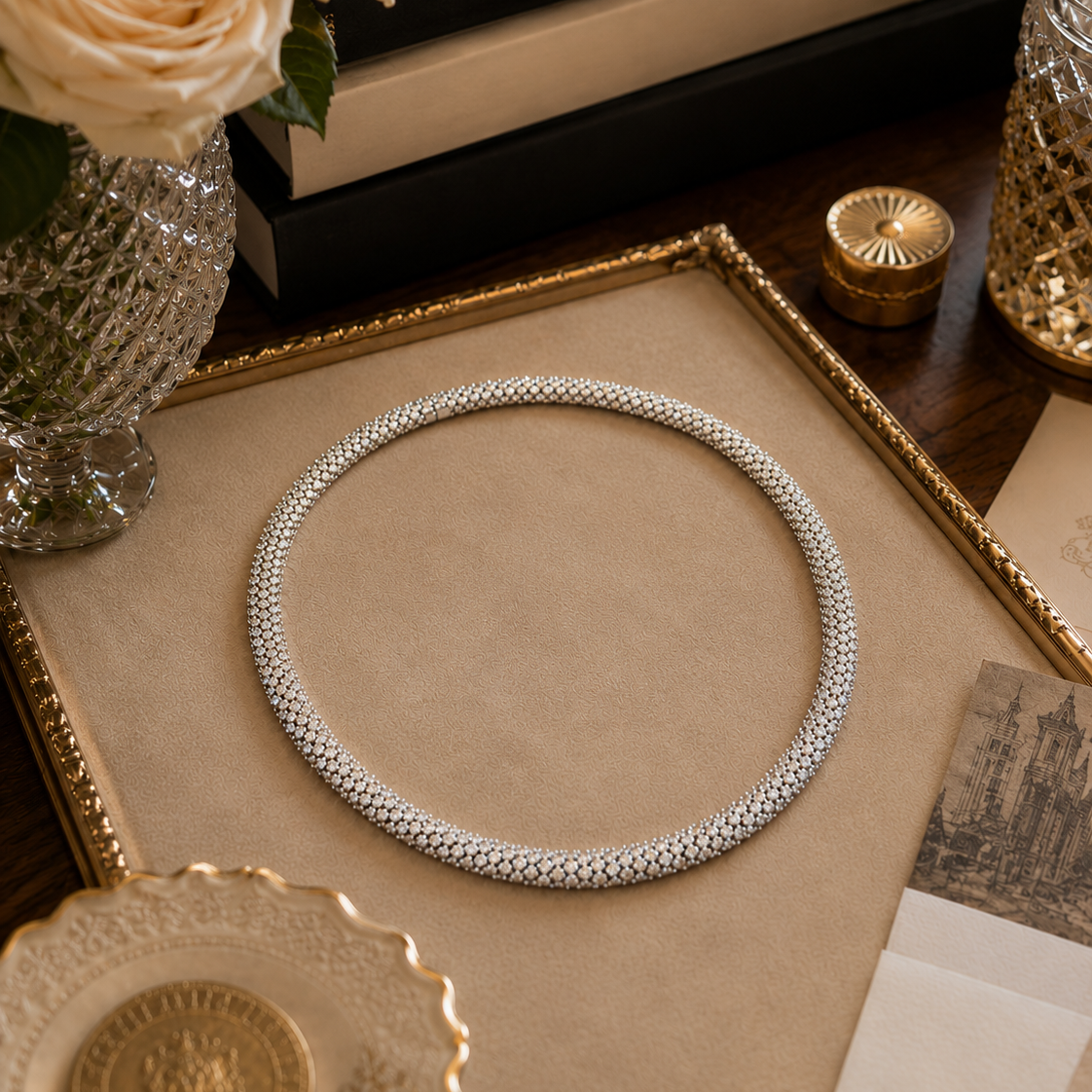 23.01 Carat Total Weight Flexible Diamond Tennis Necklace