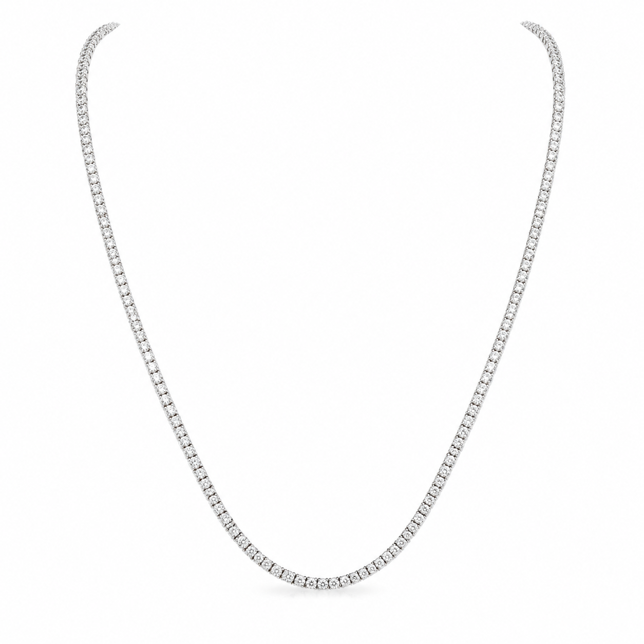 Straight Line Natural Diamond Tennis Necklace