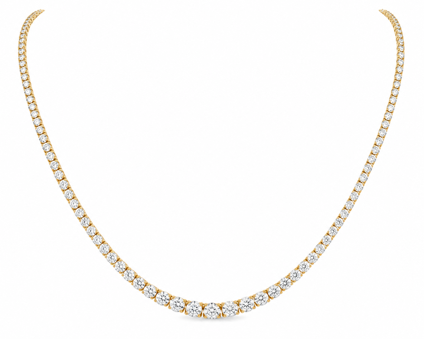Graduated Natural Diamond Tennis Necklace